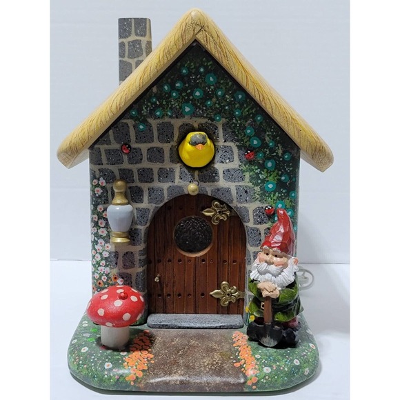 Lrg Fairy World Gnome Mystical Garden Handmade Handpainted Nightlight Wood Home - Picture 3 of 16